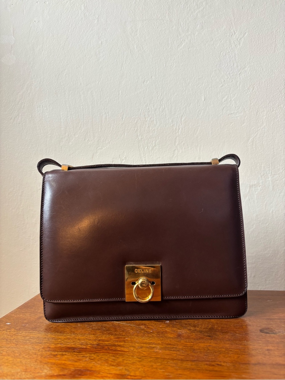 Celine Brown Calf Leather Shoulder/Crossbody Bag